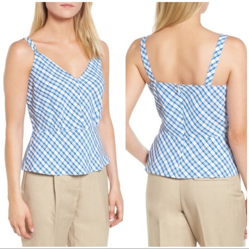 NWT Lewit Sodalite Kasie Check Tank Top XS Medium XL plaid blue white